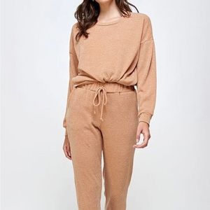 **New** Soft Knit Solid Two Piece Lounge Set